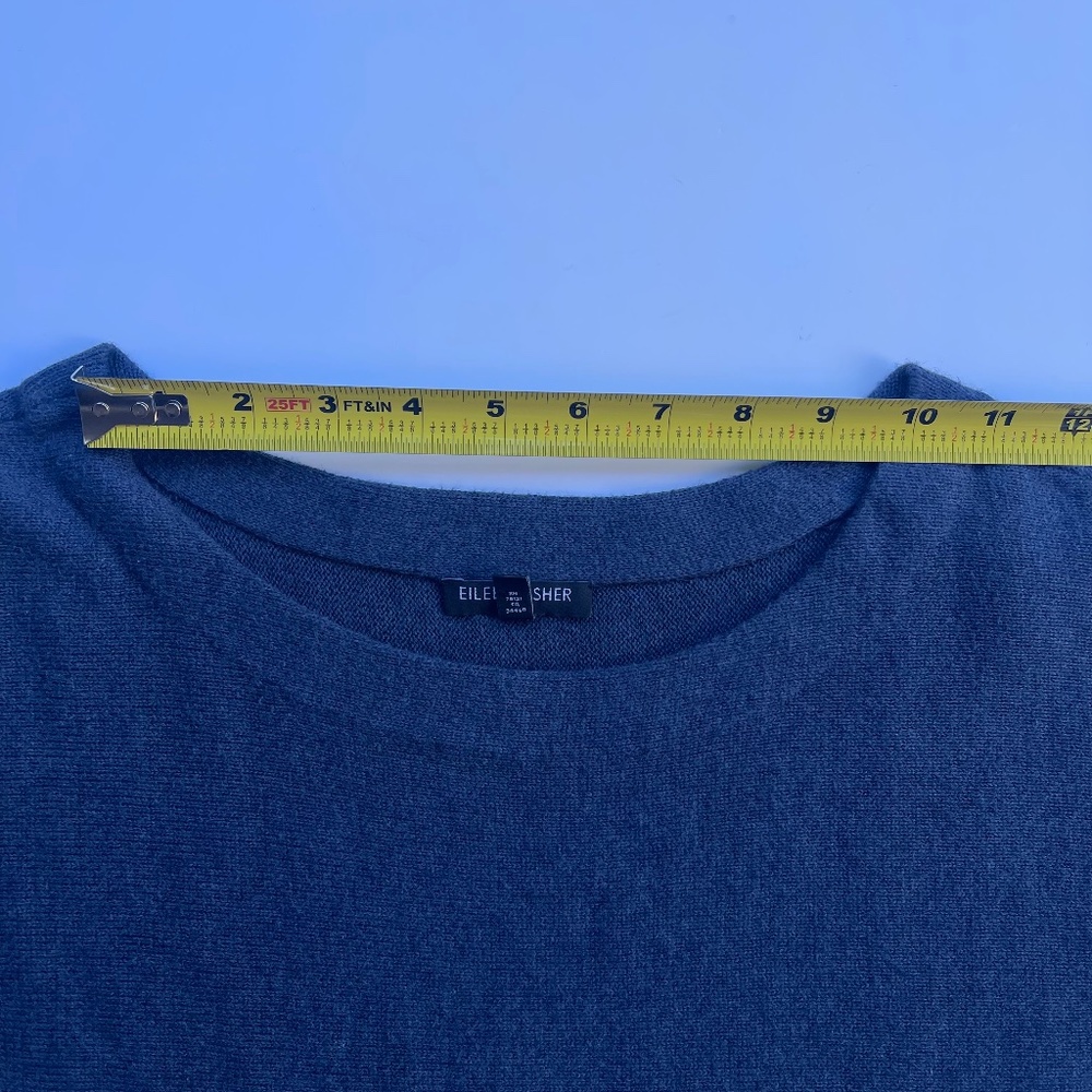 Eileen Fisher sweater dusk blue short sleeve, petite (PP) cotton/cashmere blend - Picture 11 of 11